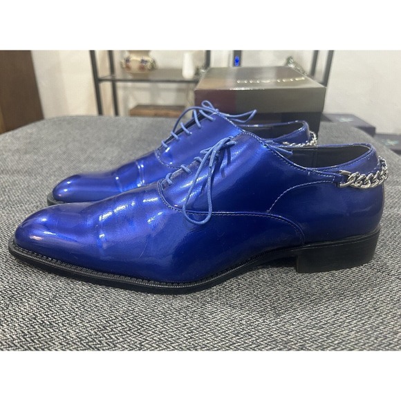 Bolano Chainz Men’s Oxford Style Dress Shoes Royal Blue Lace Up Size 12 - Picture 2 of 13